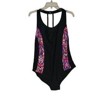 Catalina Black One Piece with Pink and Purple Accents